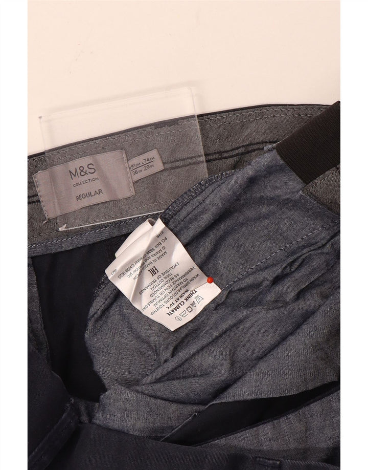 Marks & Spencer Herre Regular Chino Bukser W36 L29 Marineblå Bomuld