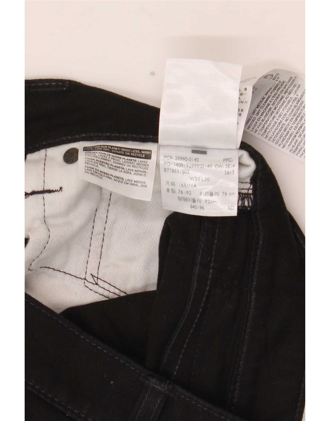 Levi's Straight Jeans til mænd W30 L30 Sort bomuld
