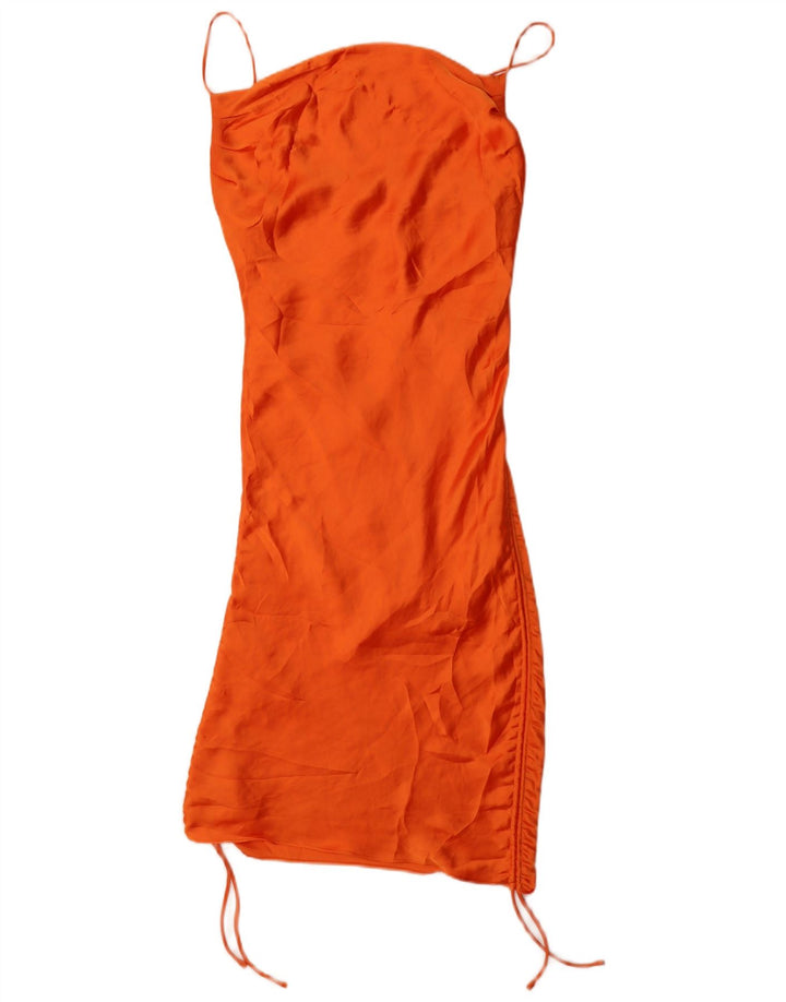 Zara Dame Slip Dress UK 8 Small Orange Polyester