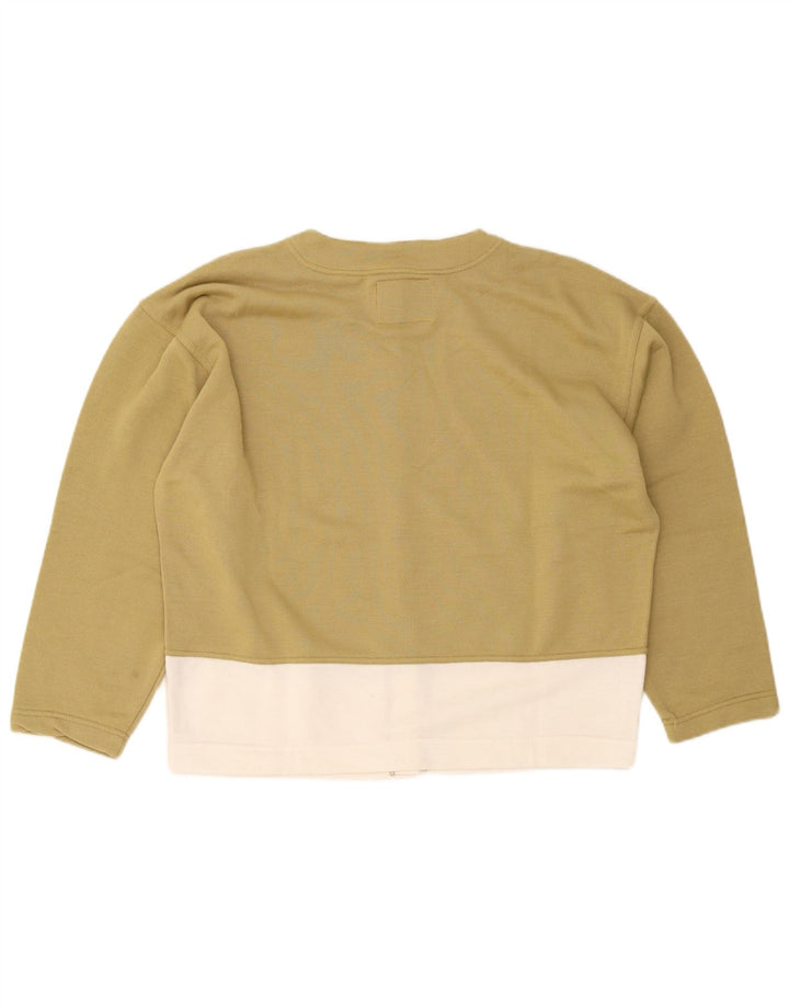 Vintage oversized cardigan sweater til kvinder UK 14 Medium Khaki Colourblock