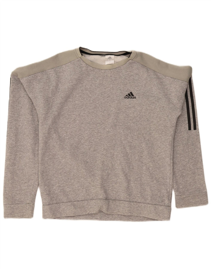 Adidas Herre Sweatshirt Jumper Small Grå Colourblock Bomuld