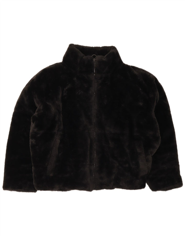 Zara Dame imiteret Pelsjakke UK 16 Stor Sort Polyester