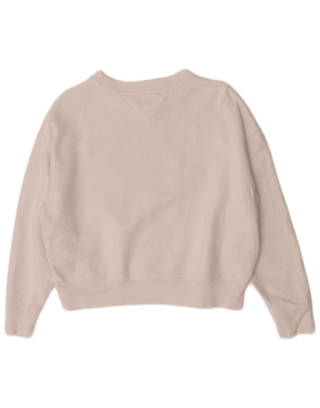 Tommy Hilfiger Dame Oversized Sweatshirt Jumper UK 2 2XS Hvid Bomuld