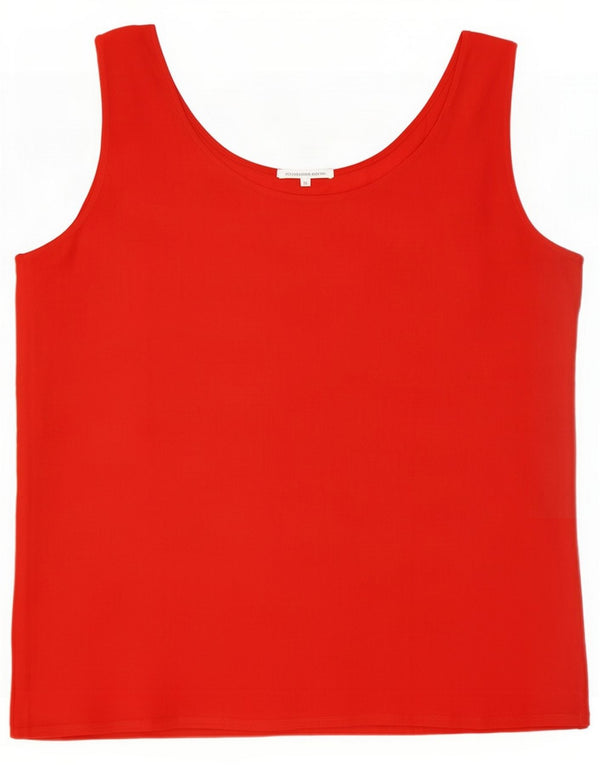 Vintage Womens Sleeveless Blouse Top UK 16 Large Red Silk