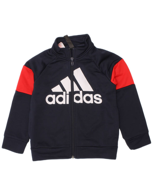 Adidas drenge grafisk træningsdragt topjakke 4-5 år marineblå farveblok