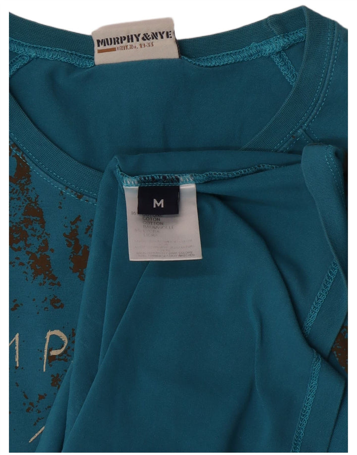 Murphy & Nye Dame Grafisk Top Langærmet UK 12 Medium Blue Cotton