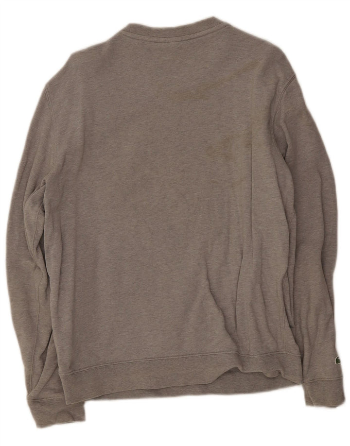 Lacoste Herre Grafisk Sweatshirt Jumper Størrelse 5 Stor Grå Bomuld