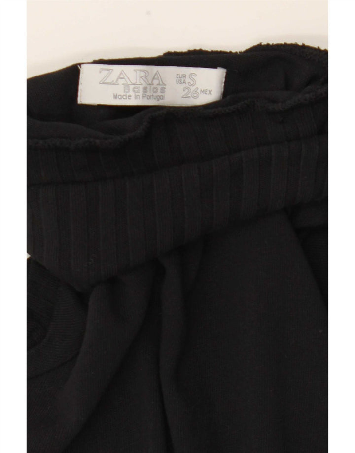 Zara Dame Kortærmet Button Neck Jumper Sweater UK 8 Small Black