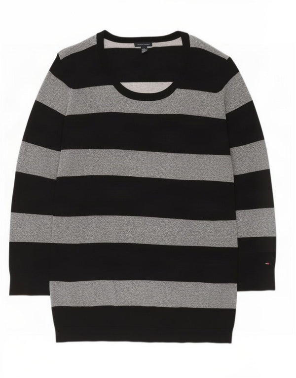 Tommy Hilfiger Dame Langærmet Jumper Kjole UK 20 2XL Grå Stribet