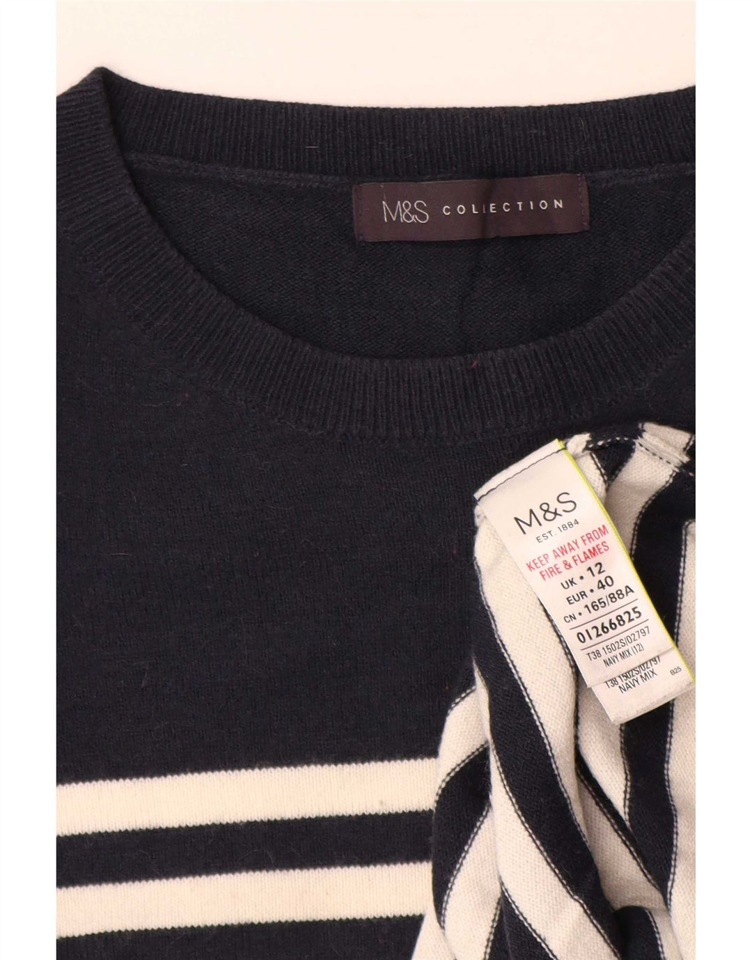 Marks & Spencer Dame Boat Neck Jumper Sweater UK 12 Medium Navy Blue