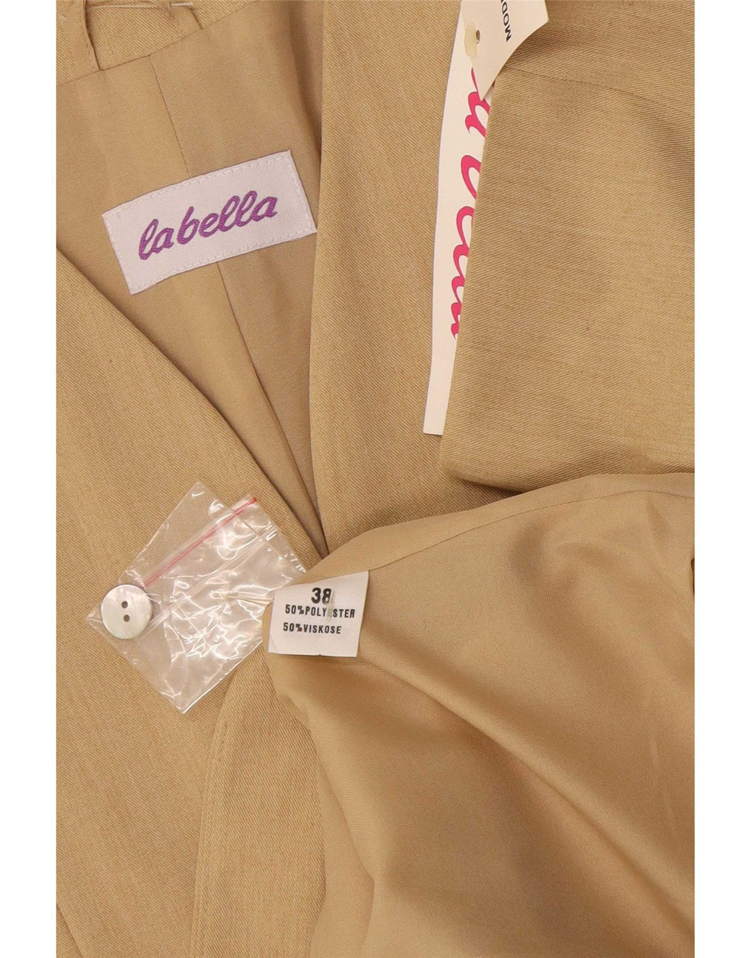Vintage kortærmet 9-knaps blazerjakke til kvinder EU 38 Medium Beige