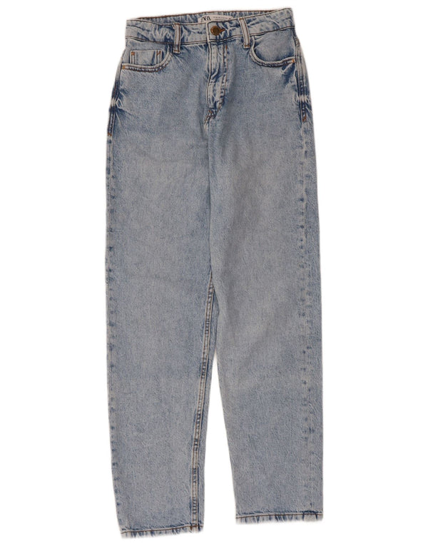 Zara Dame Straight Jeans EU 34 2XS W24 L27 Blå Bomuld