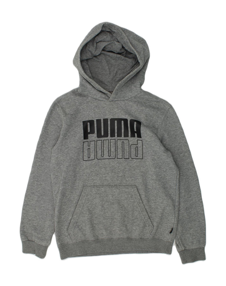 PUMA Boys Graphic Hoodie Jumper 11-12 Years Grey Cotton | Vintage Puma | Thrift | Second-Hand Puma | Used Clothing | Messina Hembry 