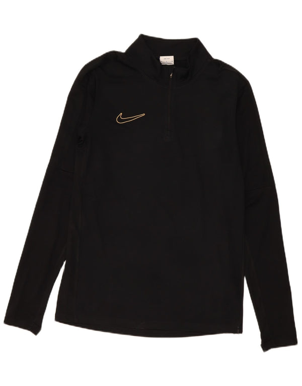 Nike Herre Dri Fit Pullover med lynlås-hals Træningsdragt Top Lille sort polyester