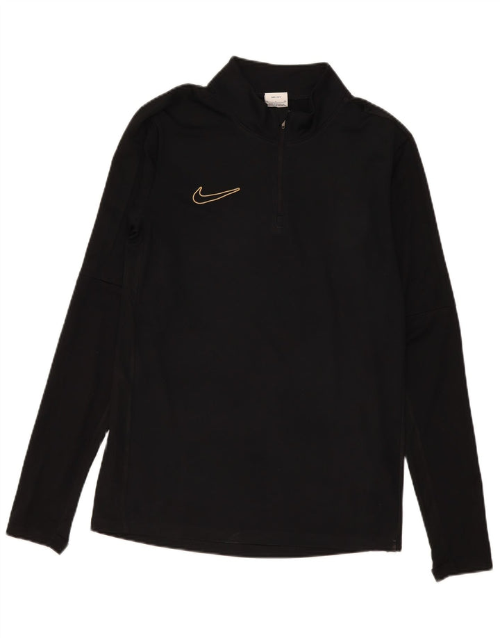 Nike Herre Dri Fit Pullover med lynlås-hals Træningsdragt Top Lille sort polyester