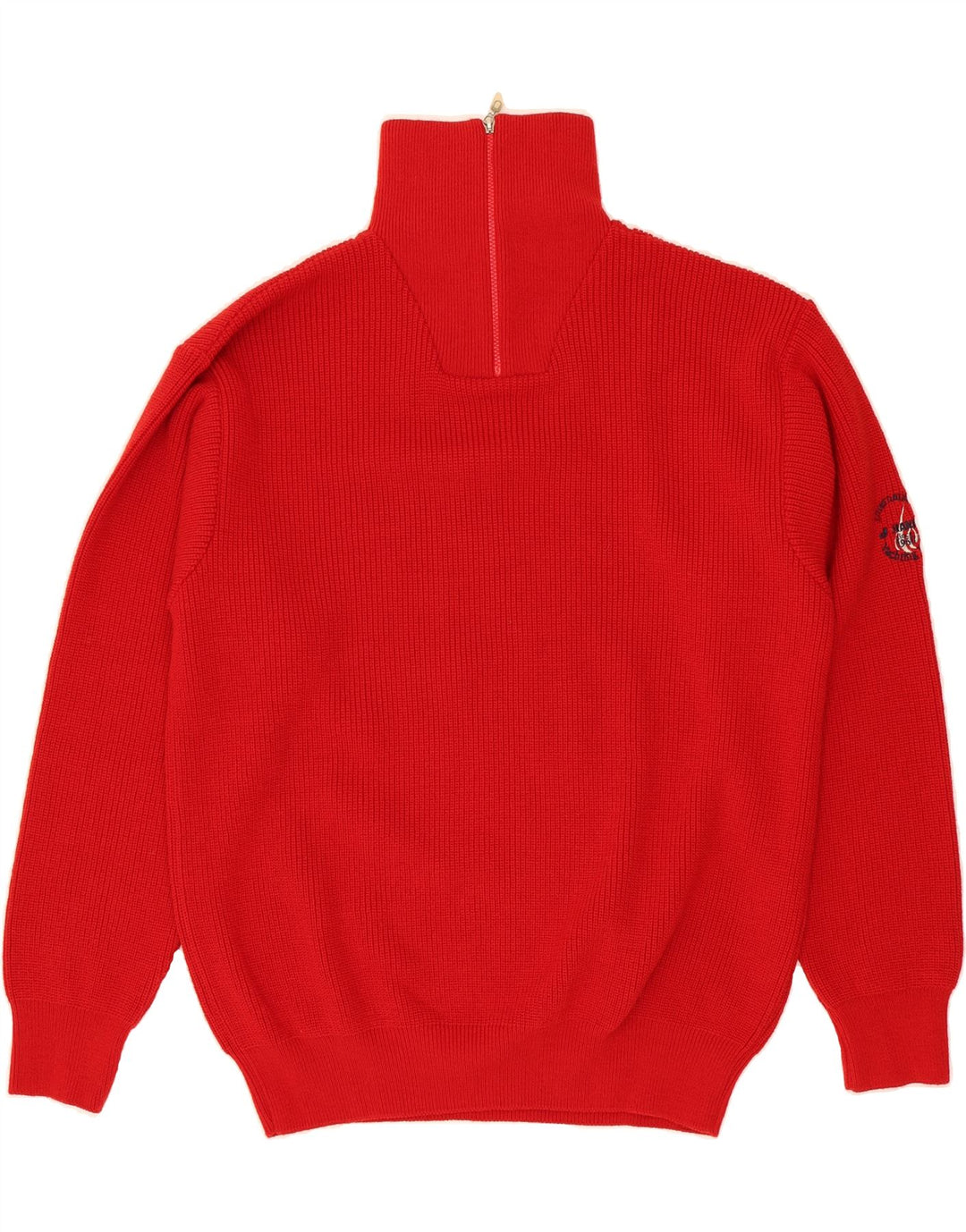 JEANTEX Mens Zip Neck Jumper Sweater Large Red Wool Vintage Jeantex and Second-Hand Jeantex from Messina Hembry 