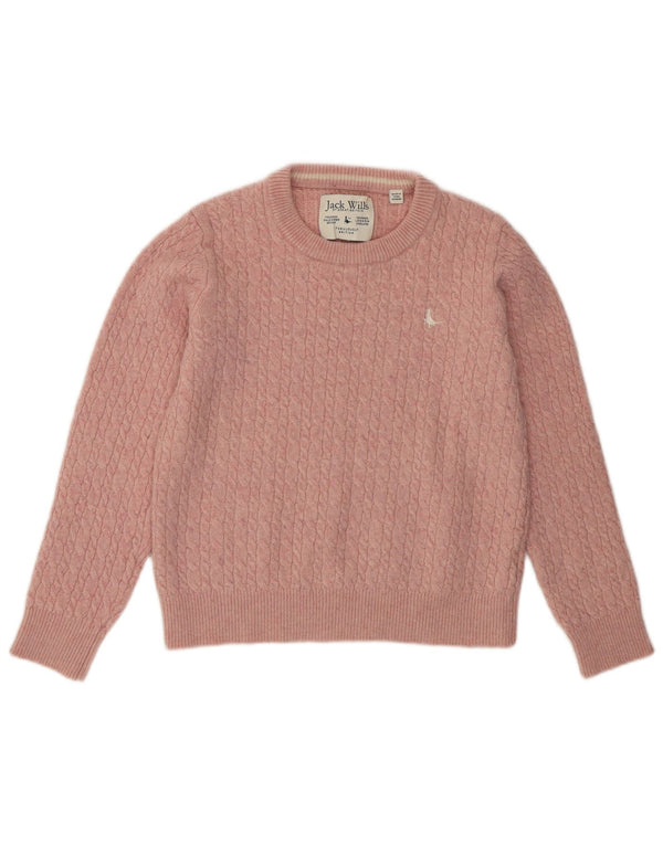 Jack Wills Dame Boat Neck Jumper Sweater UK 14 Large Pink Merino Wool