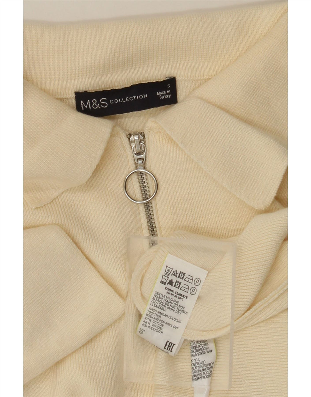 MARKS & SPENCER Mens Polo Shirt Small Off White Cotton