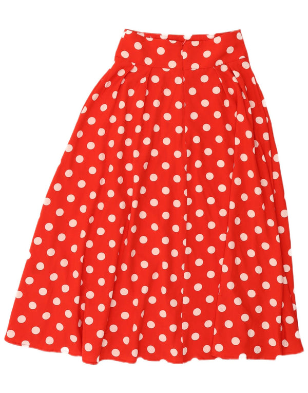 Shein Womens Flared Skirt XS W24 Rød Polka Dot Polyester