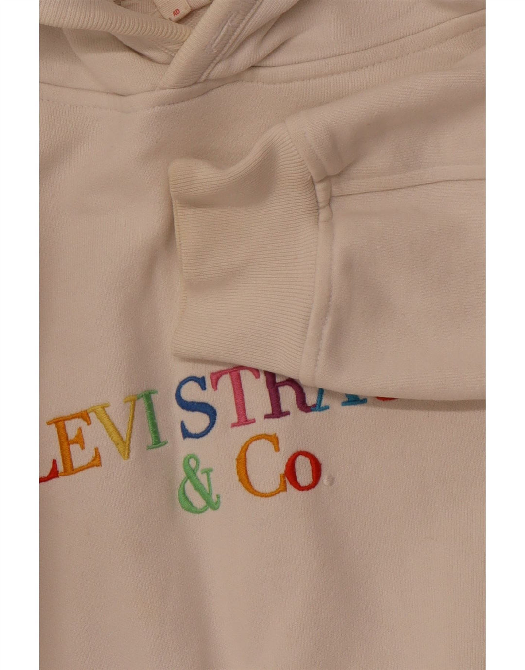 LEVI'S Oversized grafisk hættetrøjetrøje til kvinder UK 14 Medium Off White