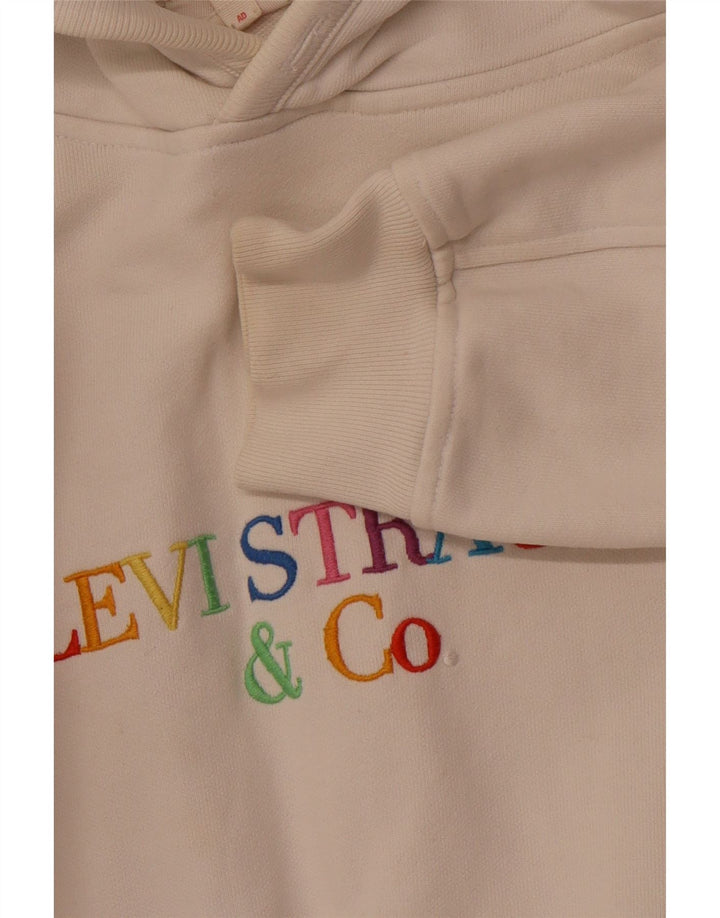 LEVI'S Oversized grafisk hættetrøjetrøje til kvinder UK 14 Medium Off White