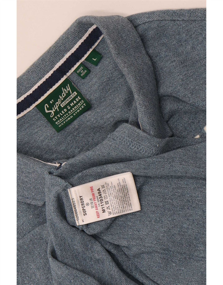Superdry grafisk poloshirt til mænd, stor blå bomuld