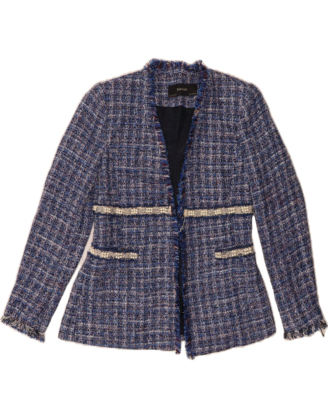 ZARA Womens Open Blazer Jacket UK 14 Large Blue Check Vintage Zara and Second-Hand Zara from Messina Hembry 