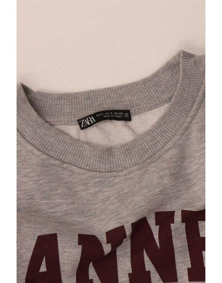 Zara Graphic Sweatshirt Jumper UK 10 Small Grey Flecked