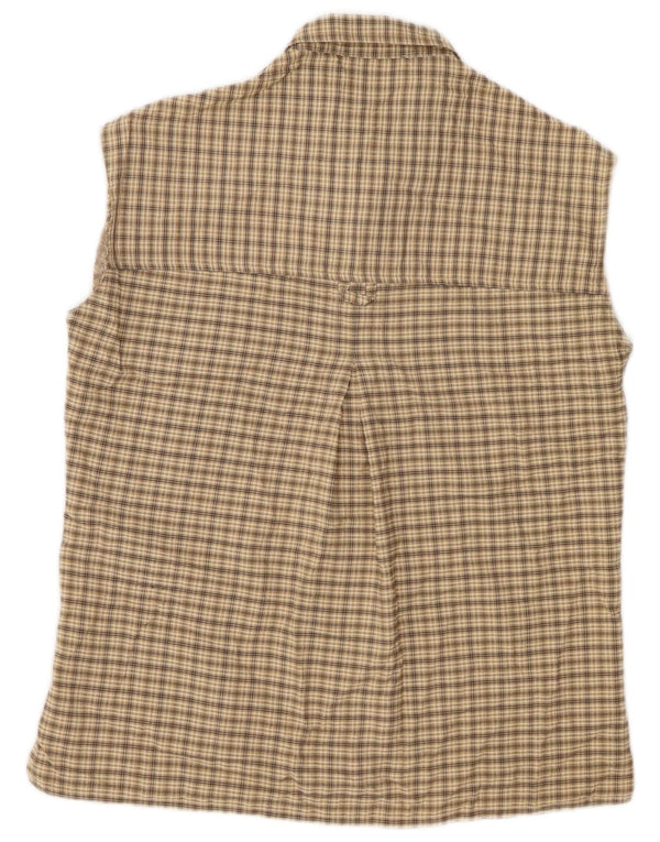 JACK WOLFSKIN Womens Sleeveless Shirt UK 10 Small Beige Check Polyester
