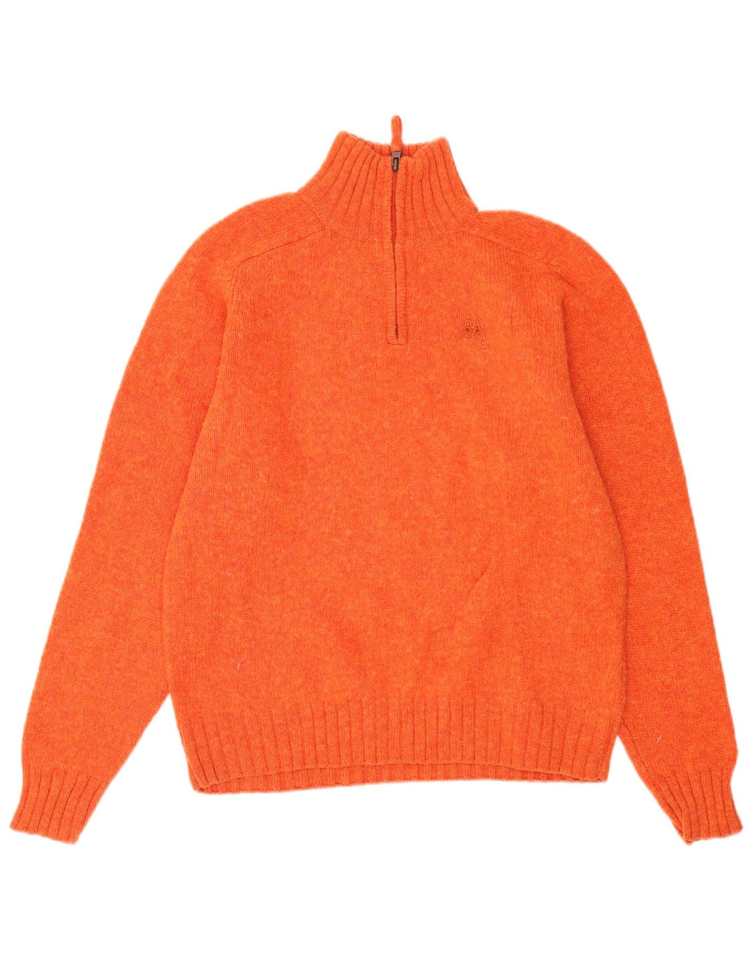 Kappa Herre Zip Neck Jumper Sweater Medium Orange Virgin Wool