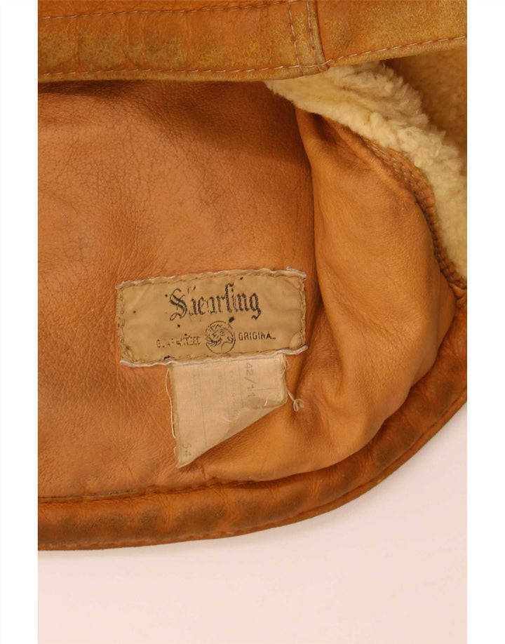 Vintage Herre Shearling Jacket UK 42 XL Beige Shearling