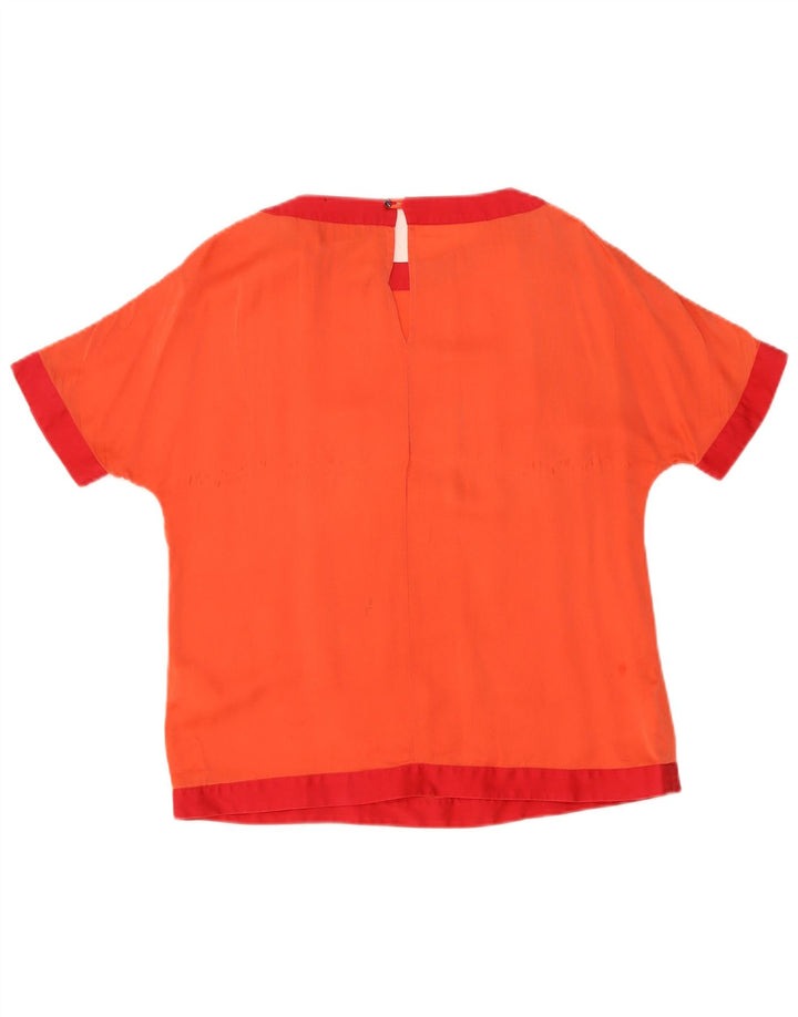 Cavalli Dame Oversized bluse Top US 1 XS Orange Colourblock Silke