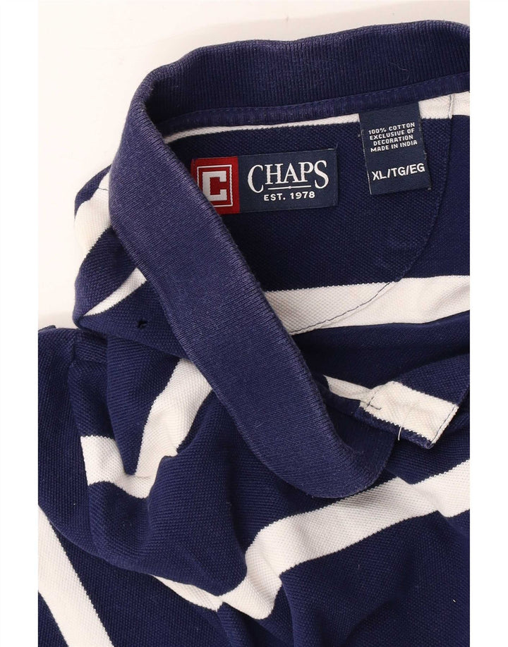 Chaps Herre poloshirt XL marineblå stribet bomuld
