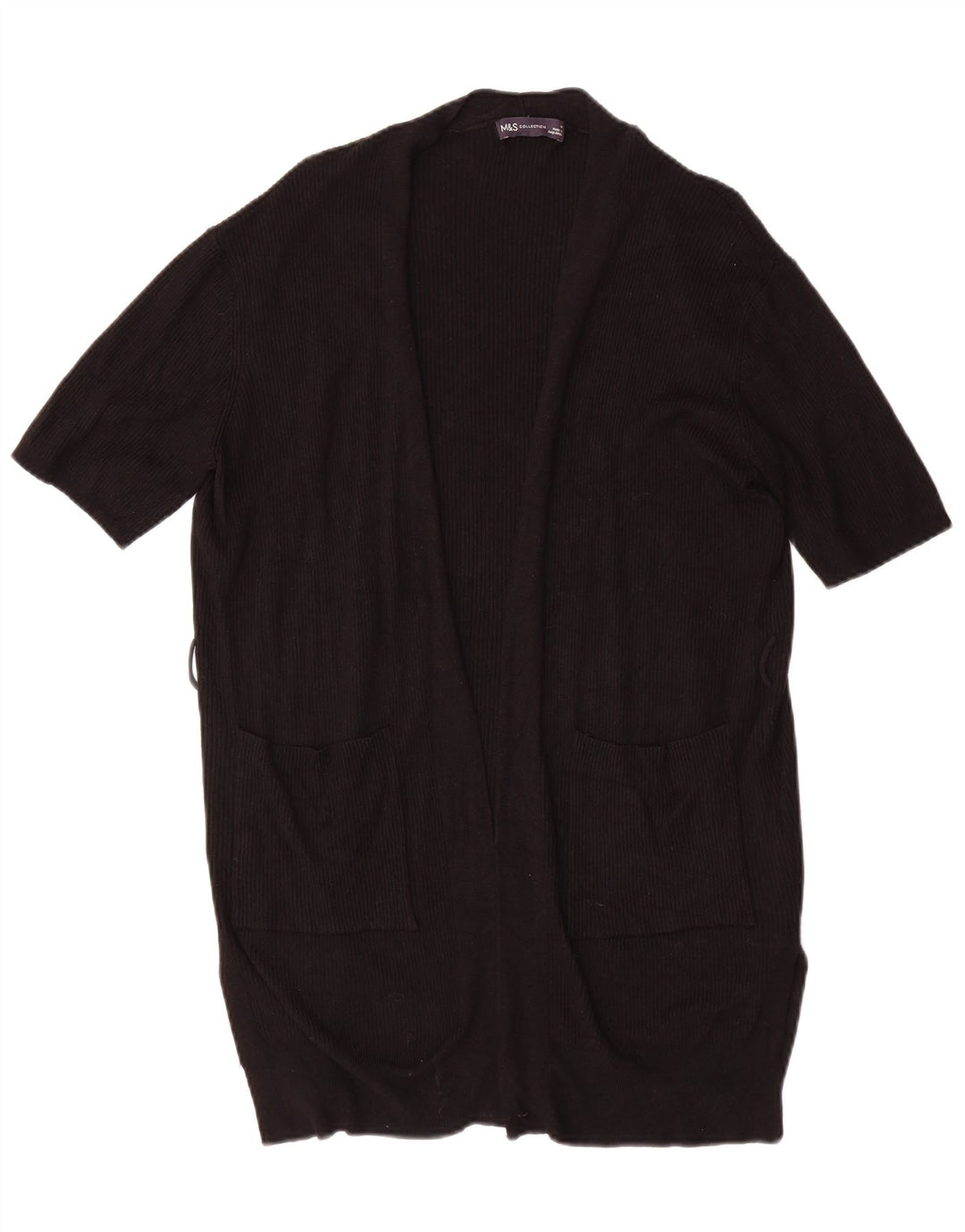 MARKS & SPENCER Womens Short Sleeve Cardigan Sweater UK 14 Medium Black