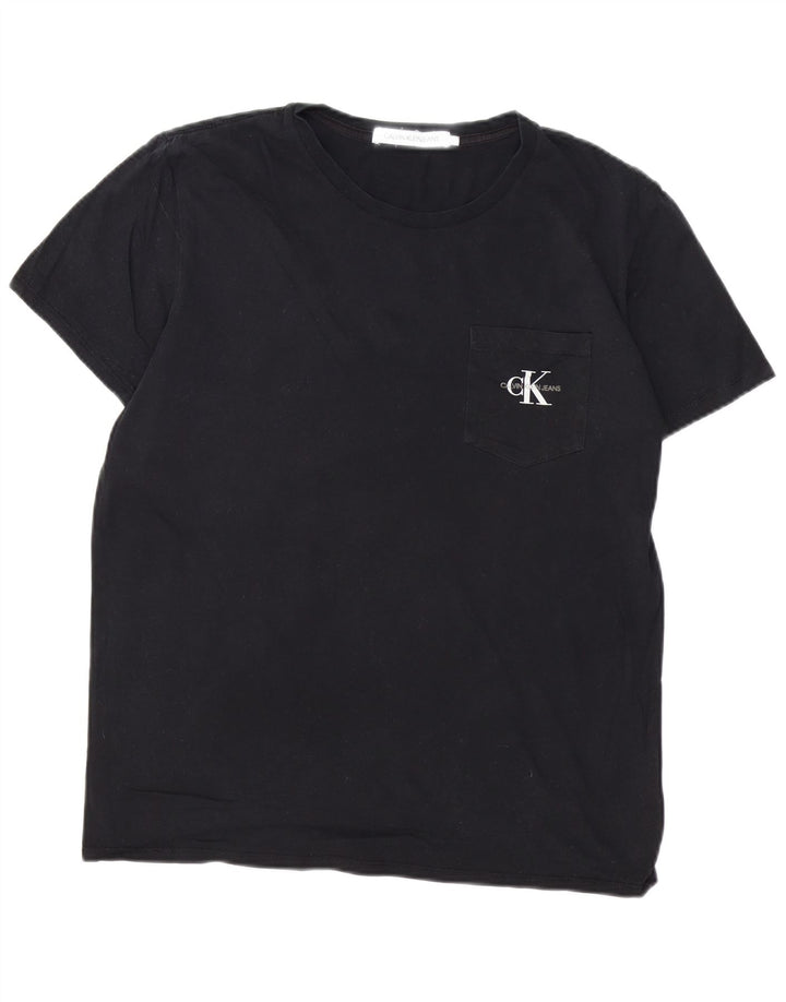 CALVIN KLEIN JEANS Mens Graphic T-Shirt Top Large Black