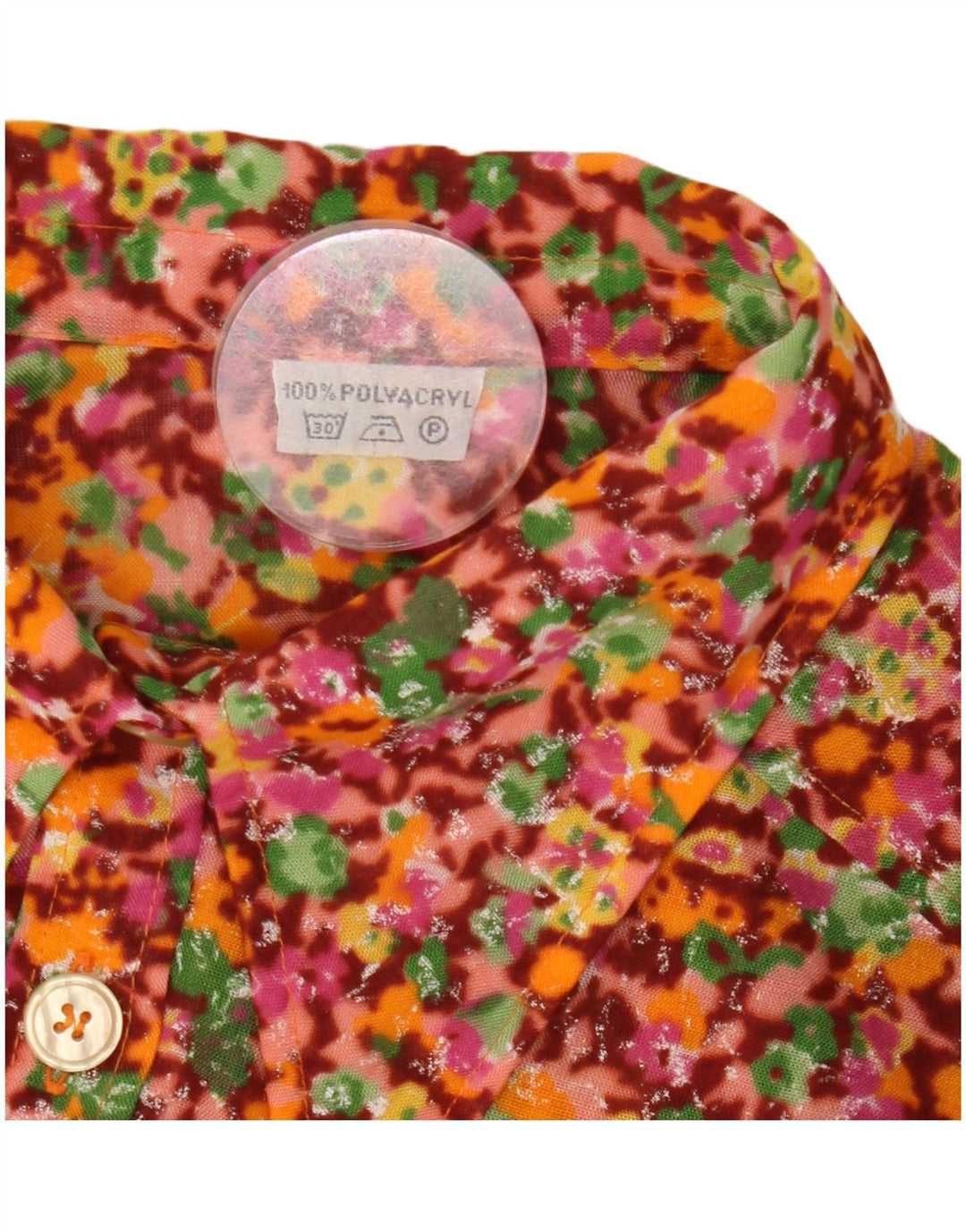 Vintage Dame Langærmet Bodysuit UK 12 Medium Multicolored Floral