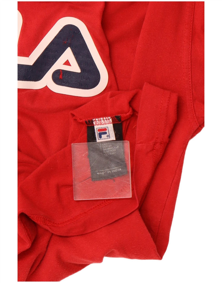 FILA Herre Grafisk T-Shirt Top Medium Rød Bomuld