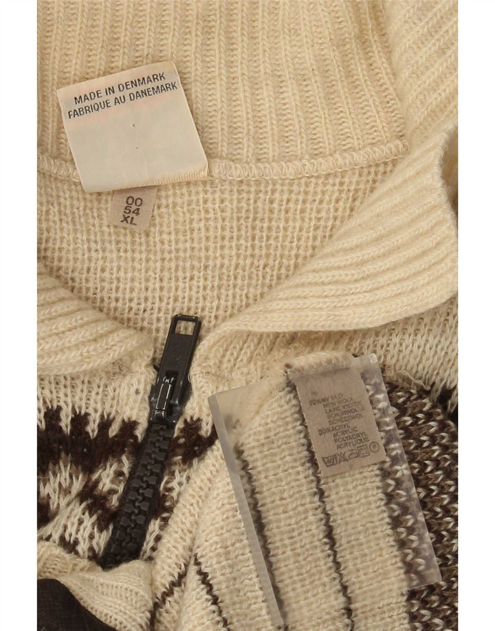 Clipper Herre cardigan sweater IT 54 XL Off White Fair Isle Wool
