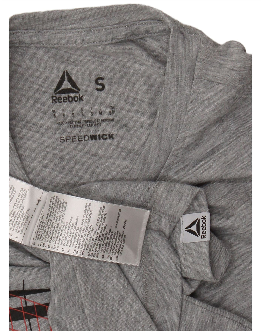 REEBOK Herre grafisk T-shirt Top Lille grå Flecked Polyester
