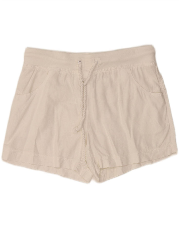 MARKS & SPENCER Womens Sport Shorts UK 14 Large White Linen Vintage Marks & Spencer and Second-Hand Marks & Spencer from Messina Hembry 