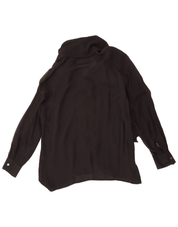 Blunauta Dame Front Tie Shirt Bluse IT 44 Medium Sort Silke