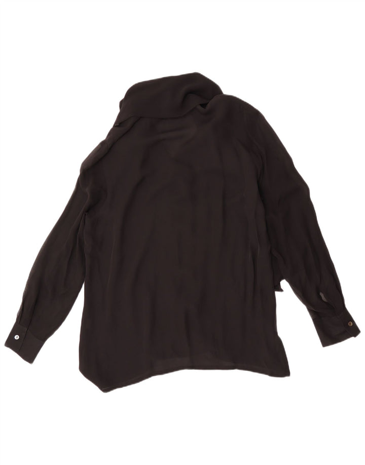 Blunauta Dame Front Tie Shirt Bluse IT 44 Medium Sort Silke