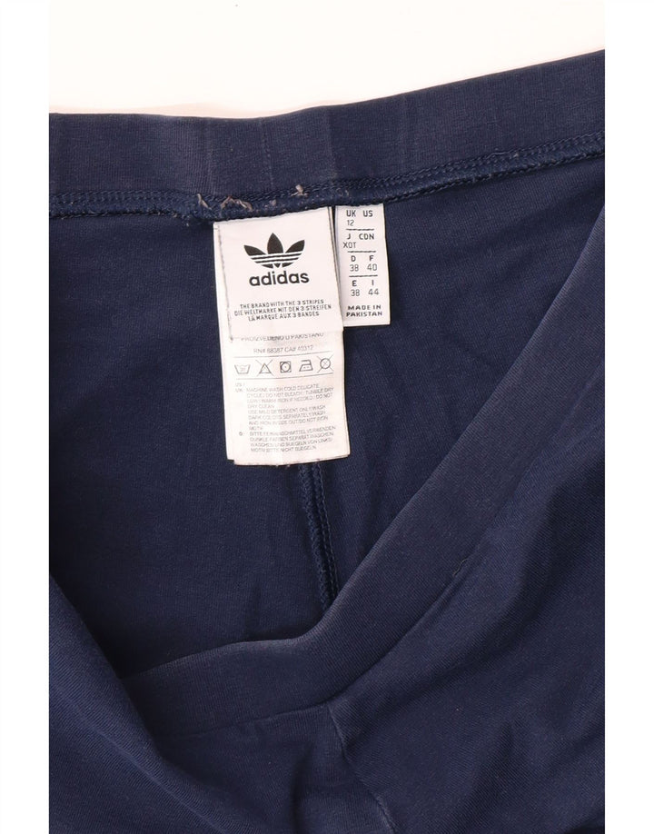 Adidas Dame Leggings UK 12 Medium Navy Blue Bomuld
