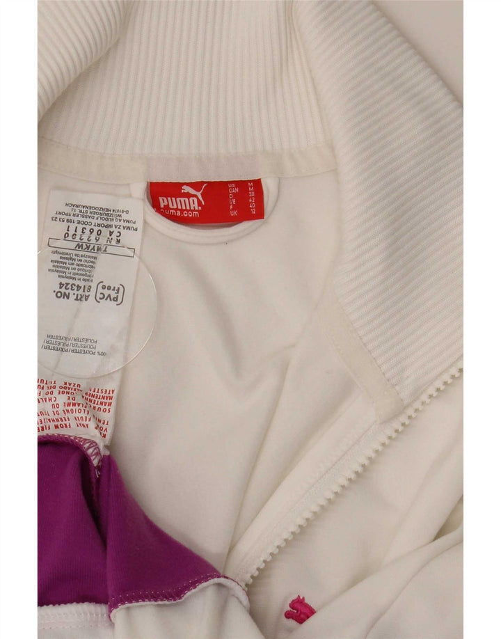 Puma træningsdragt topjakke til kvinder UK 12 Medium White Colourblock Polyester