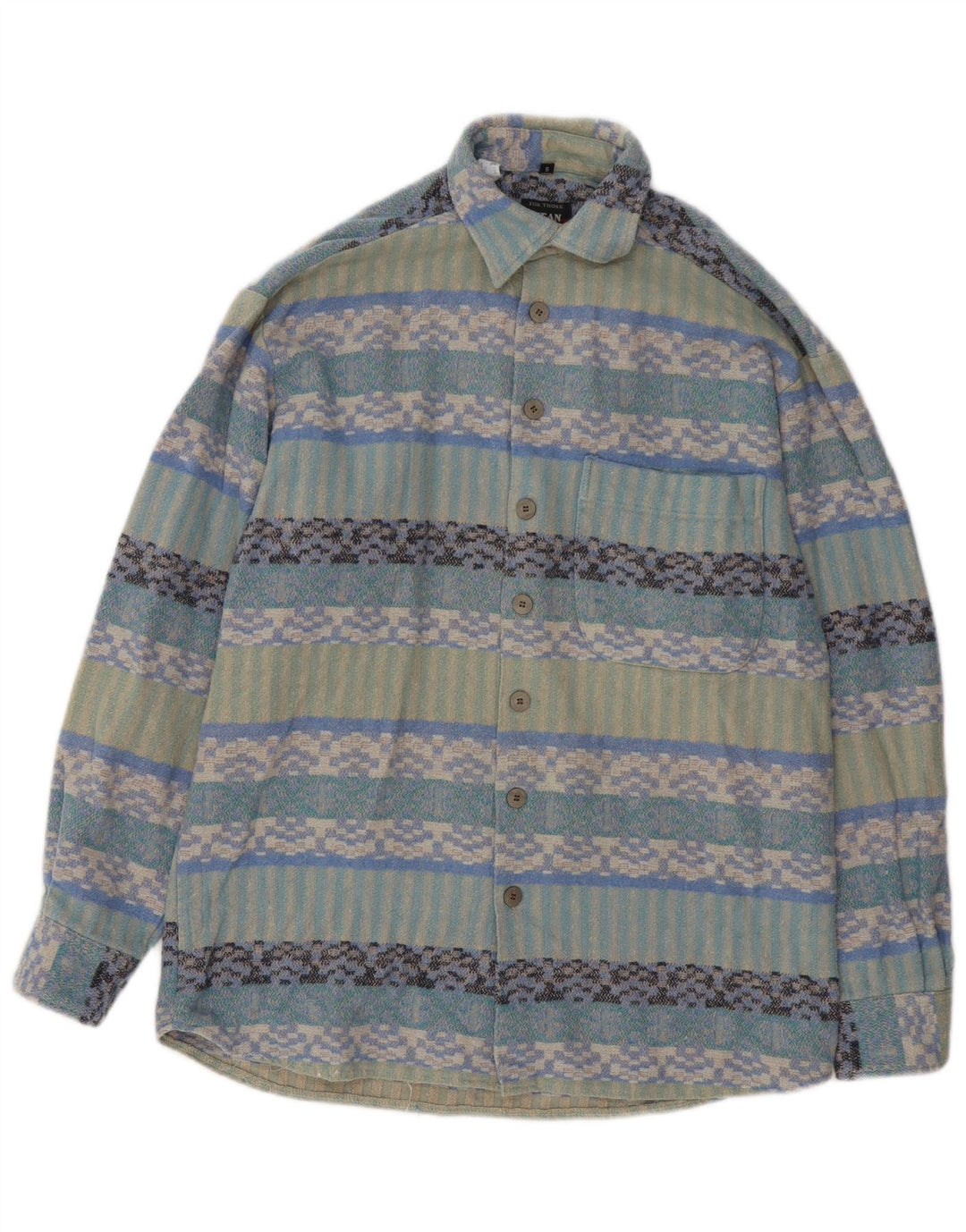 Jean chatel Herre Overshirt Skjorte Størrelse 37/38 Lille Flerfarvet Geometrisk