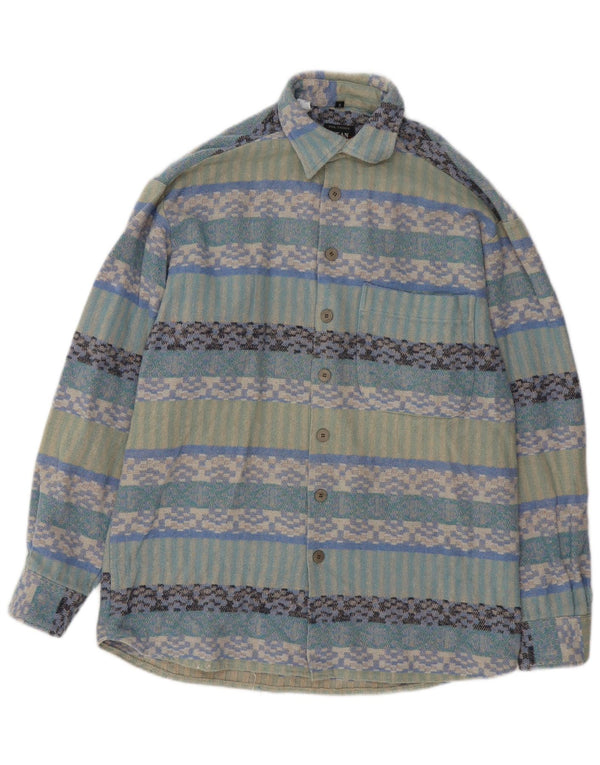 Jean chatel Herre Overshirt Skjorte Størrelse 37/38 Lille Flerfarvet Geometrisk