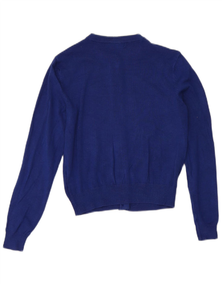 Marks & Spencer Dame Crop Cardigan Sweater UK 8 Small Blue Viscose