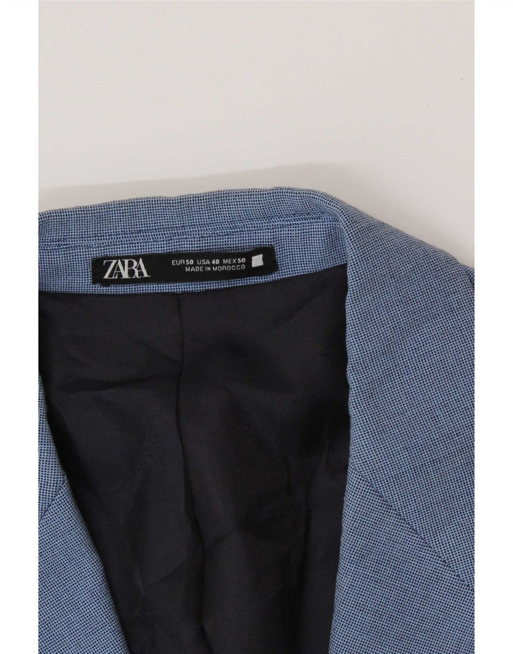 Zara Herre 2-knaps blazerjakke EU 50 Medium Blue