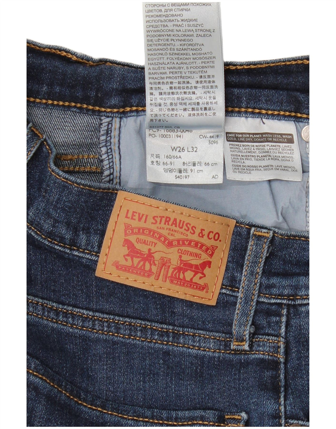 Levi's Dame 724 Højtaljede lige jeans W26 L32 Marineblå Bomuld