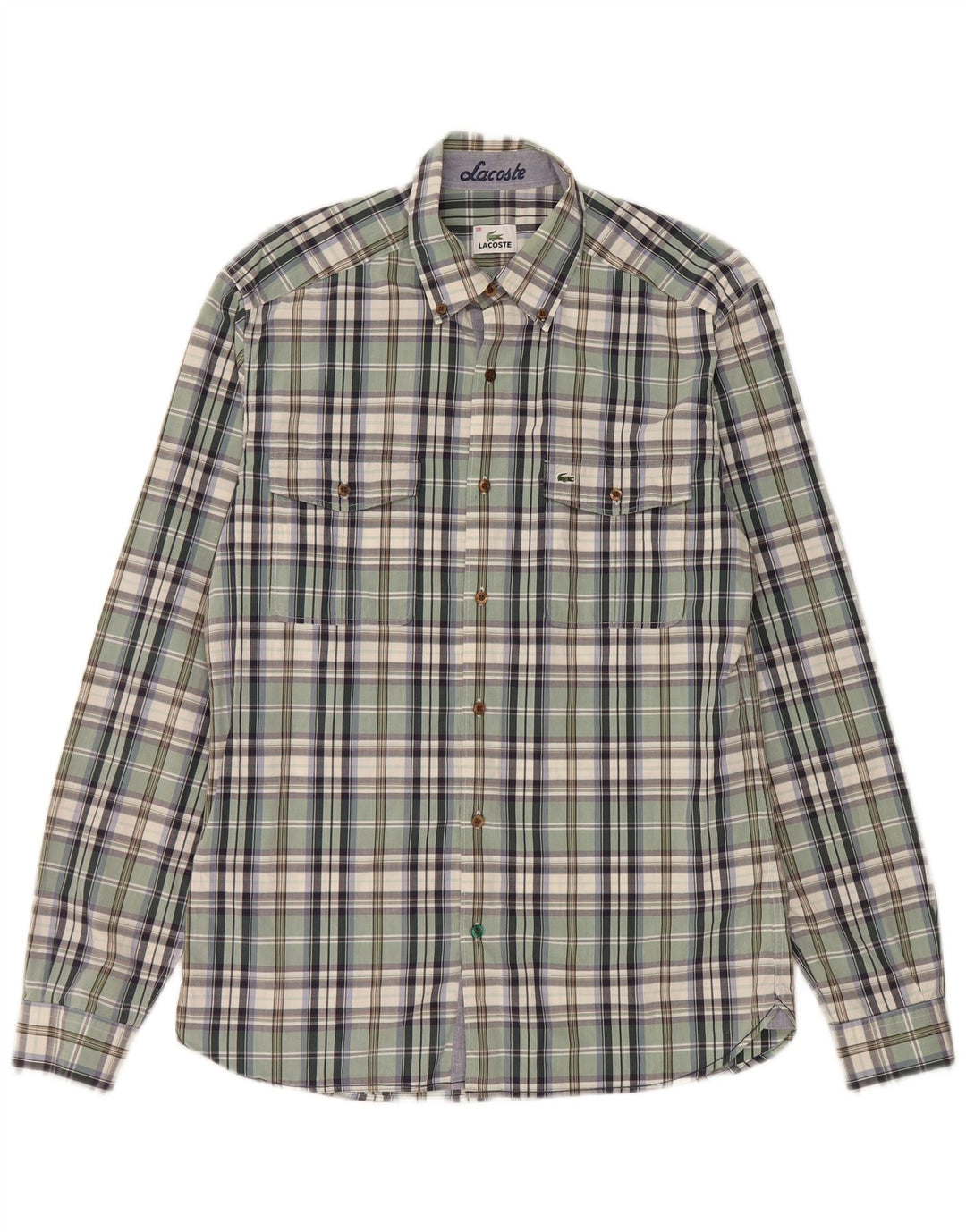 Lacoste Herreskjorte str. 39 Medium Grøn Plaid Bomuld